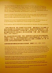 All exhibit text is in English, Chinese, and Spanish